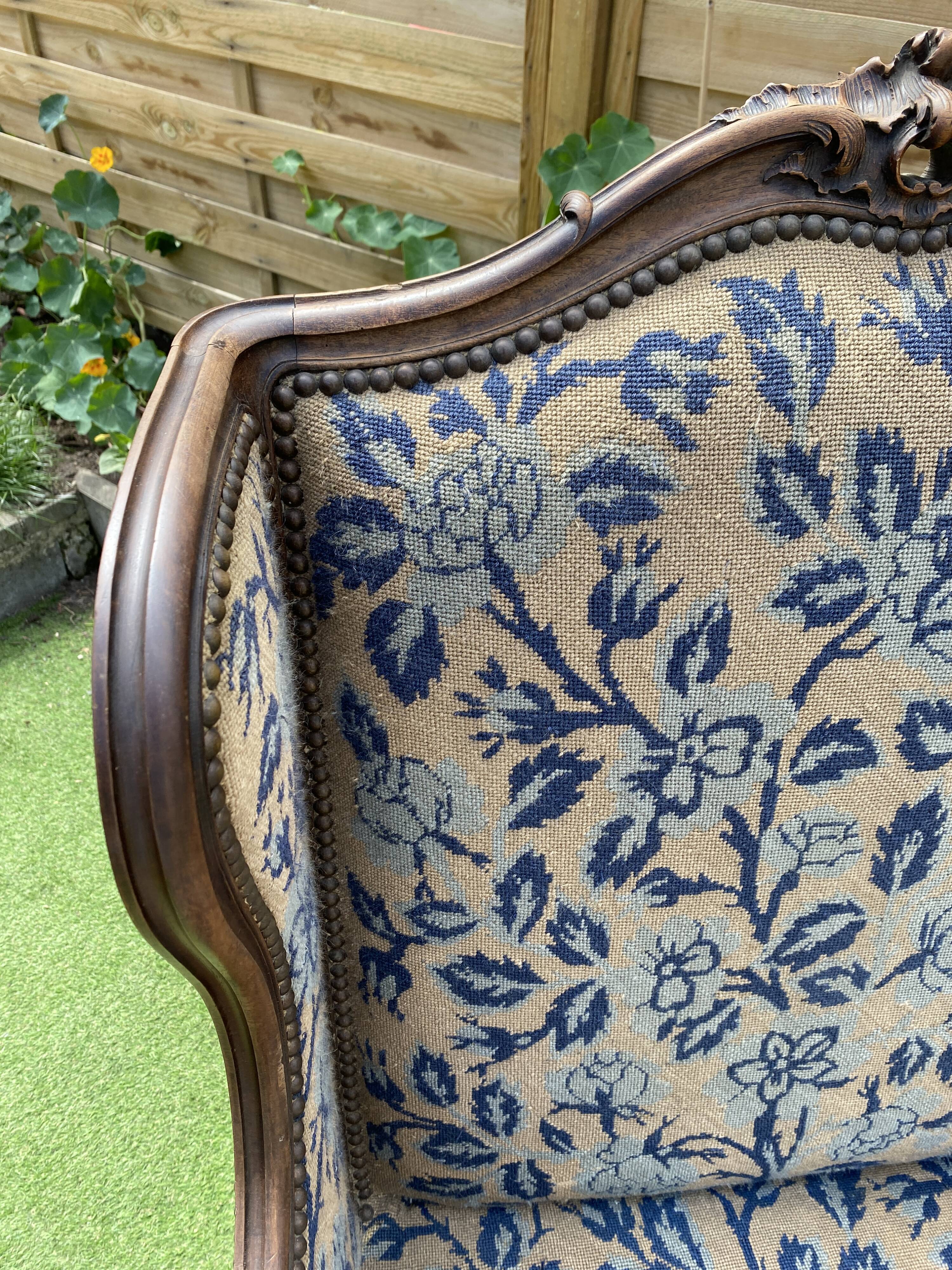 Louis XV style wingback armchair
