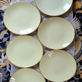 Set of 6 flat yellow plates porcelain from Salins model Tivoli