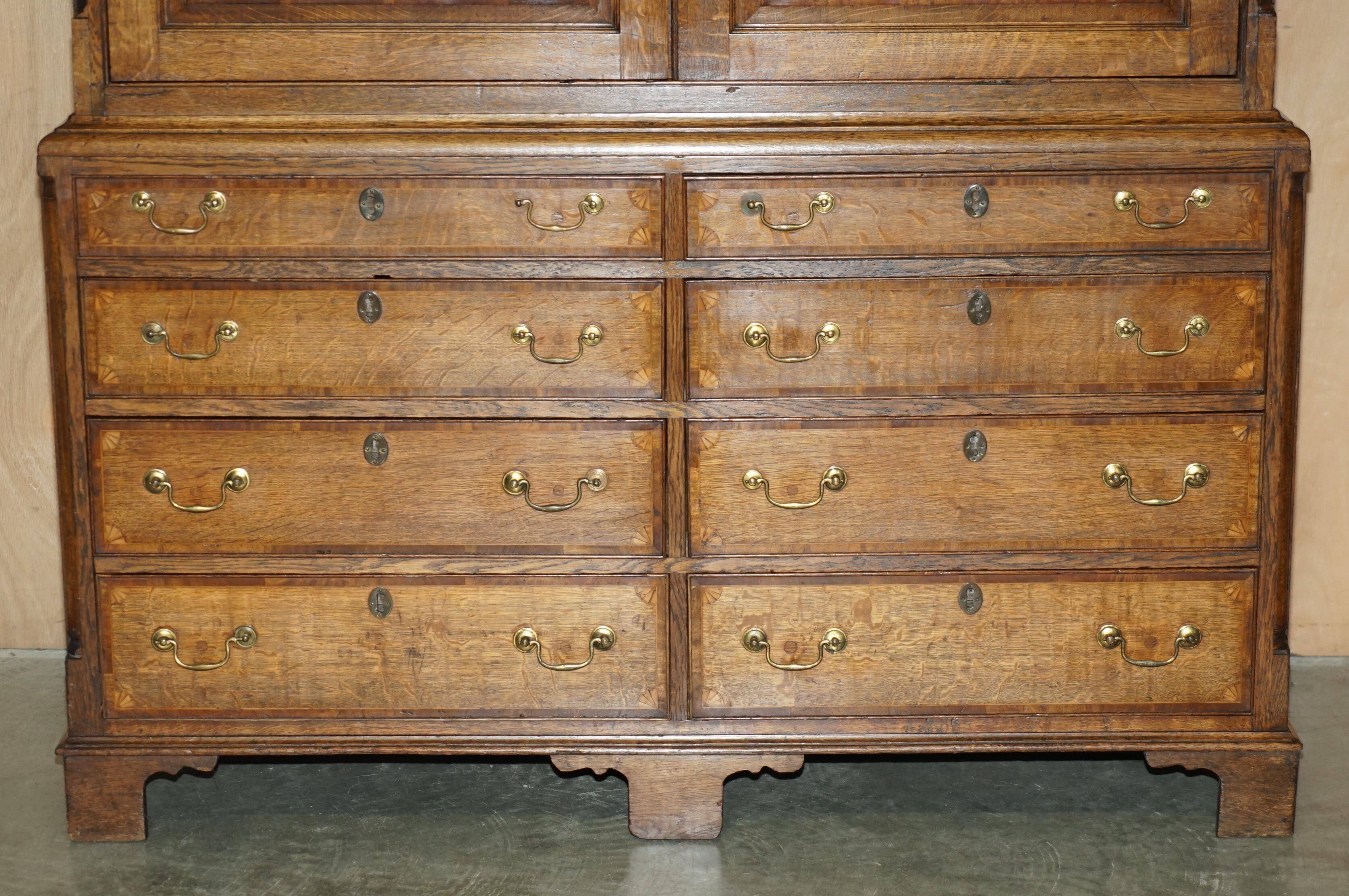 Antique Sheraton wardrobe from around 1800 with drawers - George III