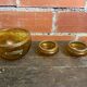 Salad bowl + 2 Antique AMBRINE Bowls Amber Glass + Gold Bronze Mounting