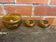 Salad bowl + 2 Antique AMBRINE Bowls Amber Glass + Gold Bronze Mounting