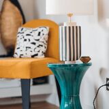 Hepburn stoneware lamp in ecru and black