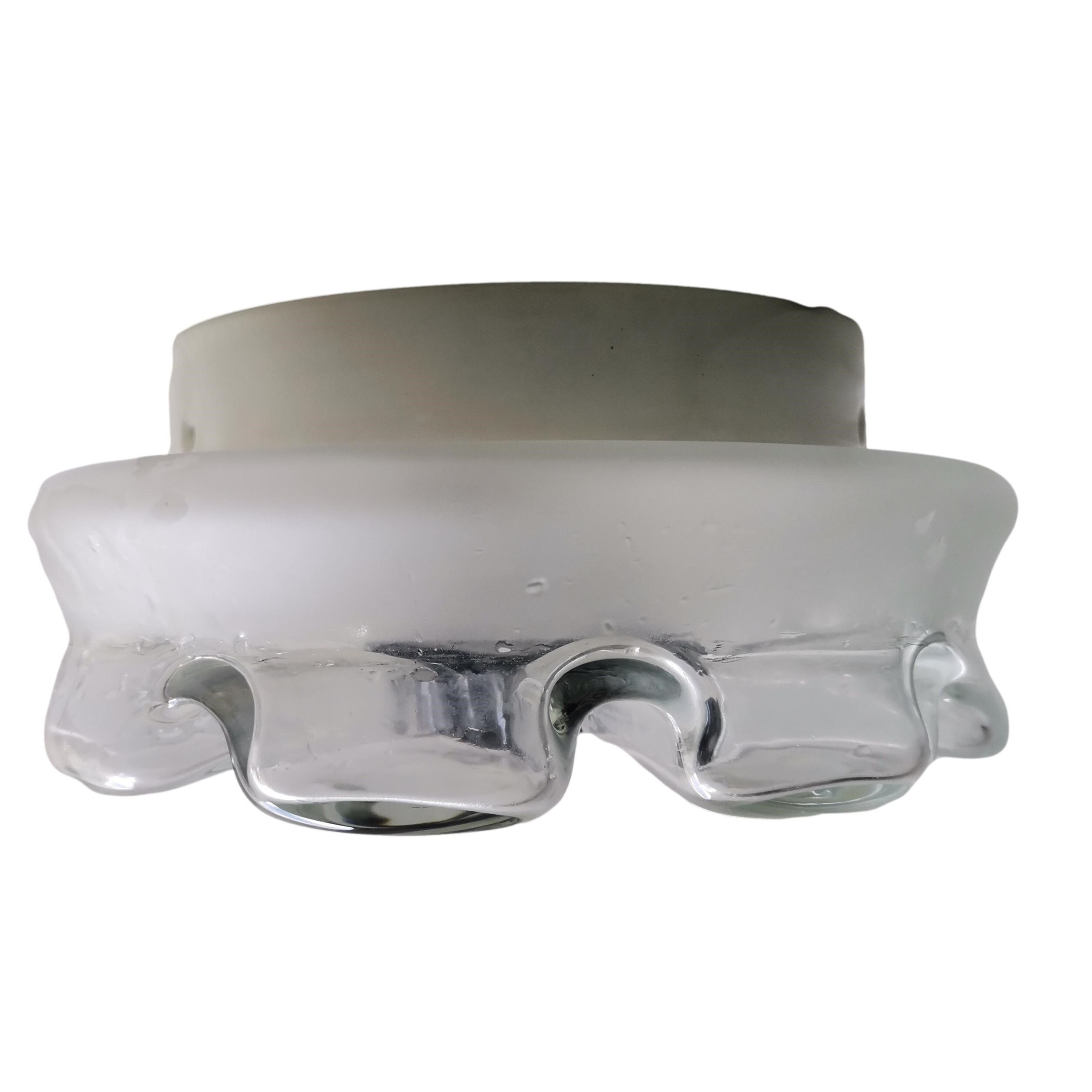 Mid Century modernist frosted glass flush mount ceiling or wall light fixture lamp, 1960s