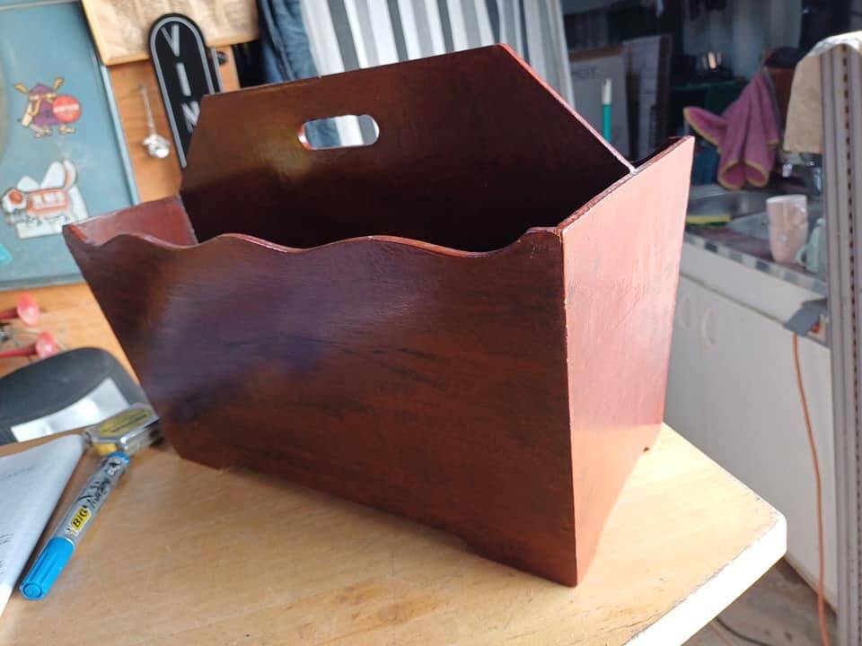 Beautiful vintage wooden magazine rack