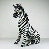 Large ceramic zebra sculpture from Bassano, Italy, 2000s.