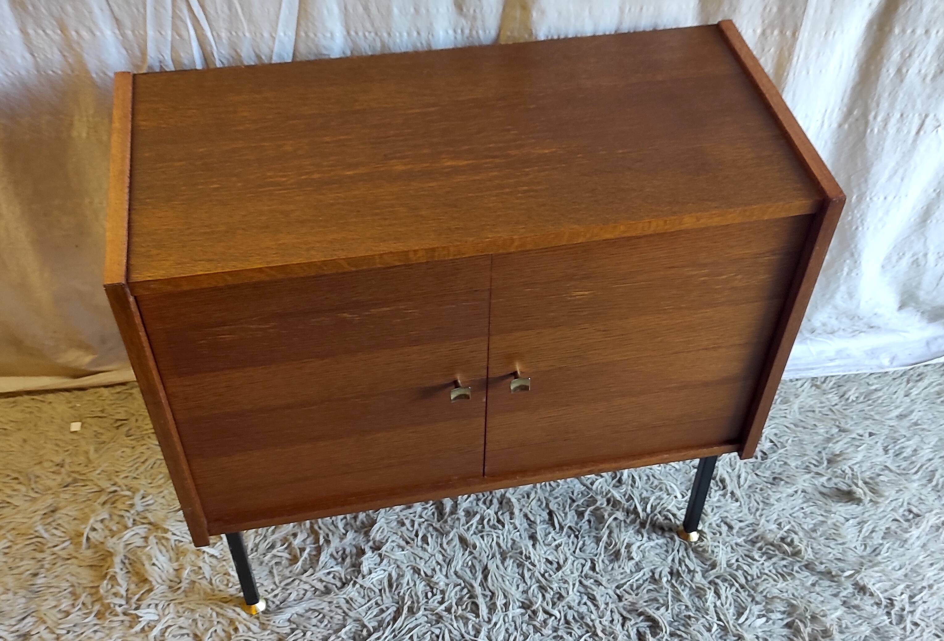 Modernist oak and metal sideboard - mid-20th century