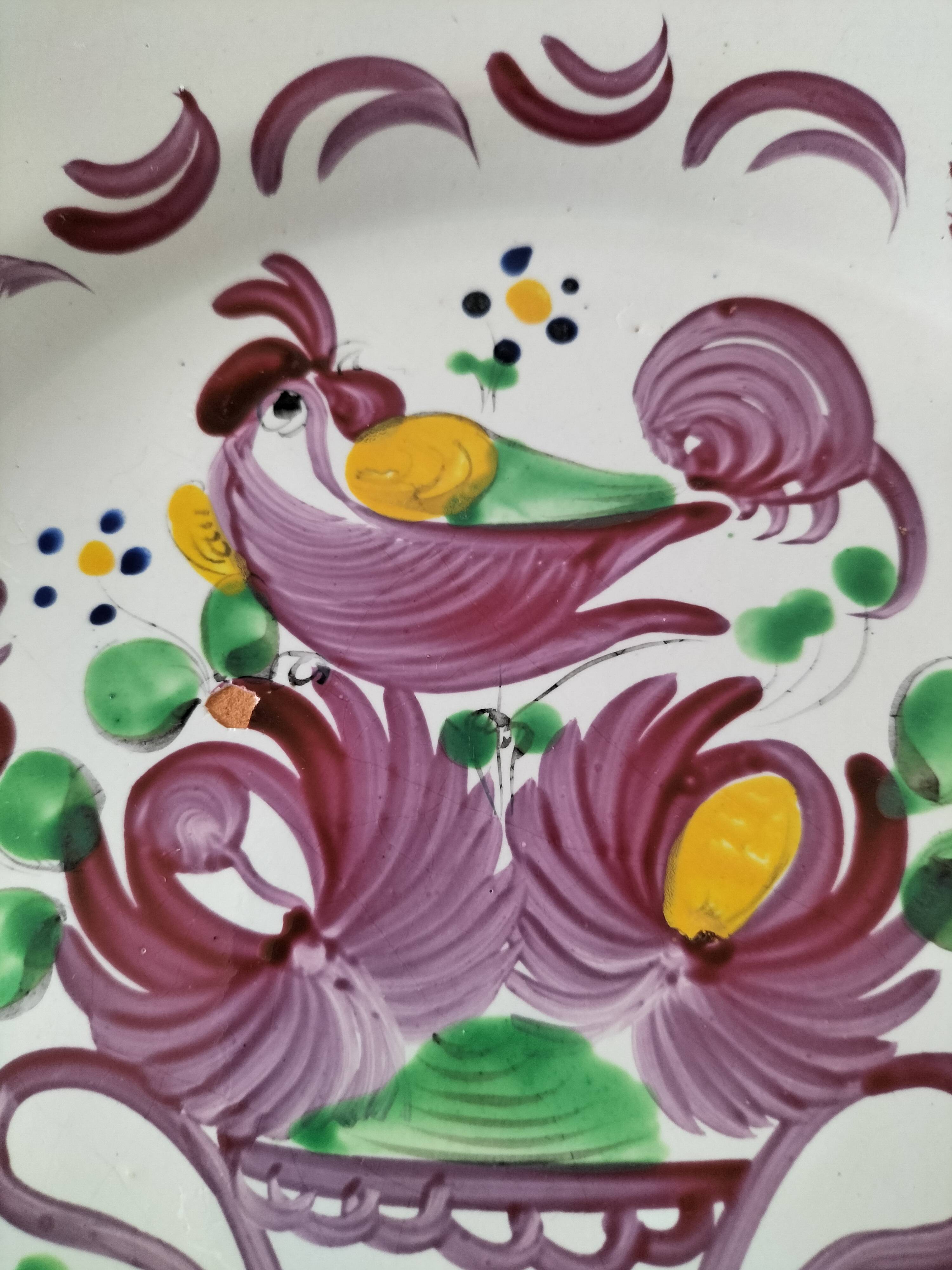 Trio of plates with rooster - Eastern earthenware