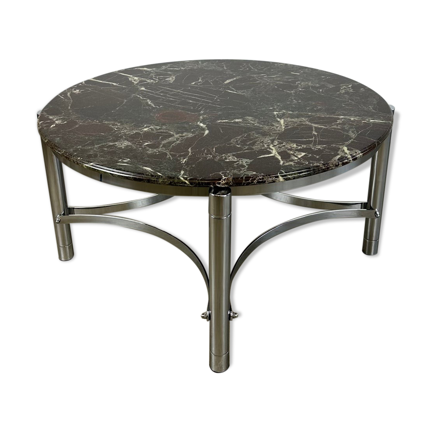 Coffee table with marble top and chrome base