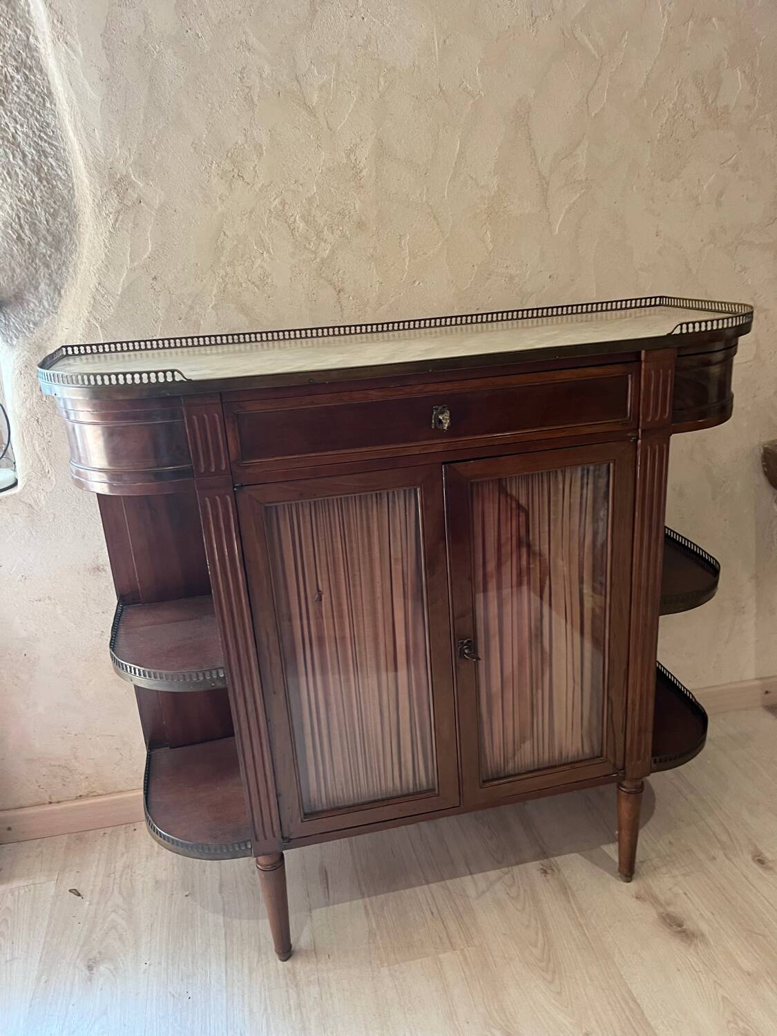 Antique marble and wood sideboard