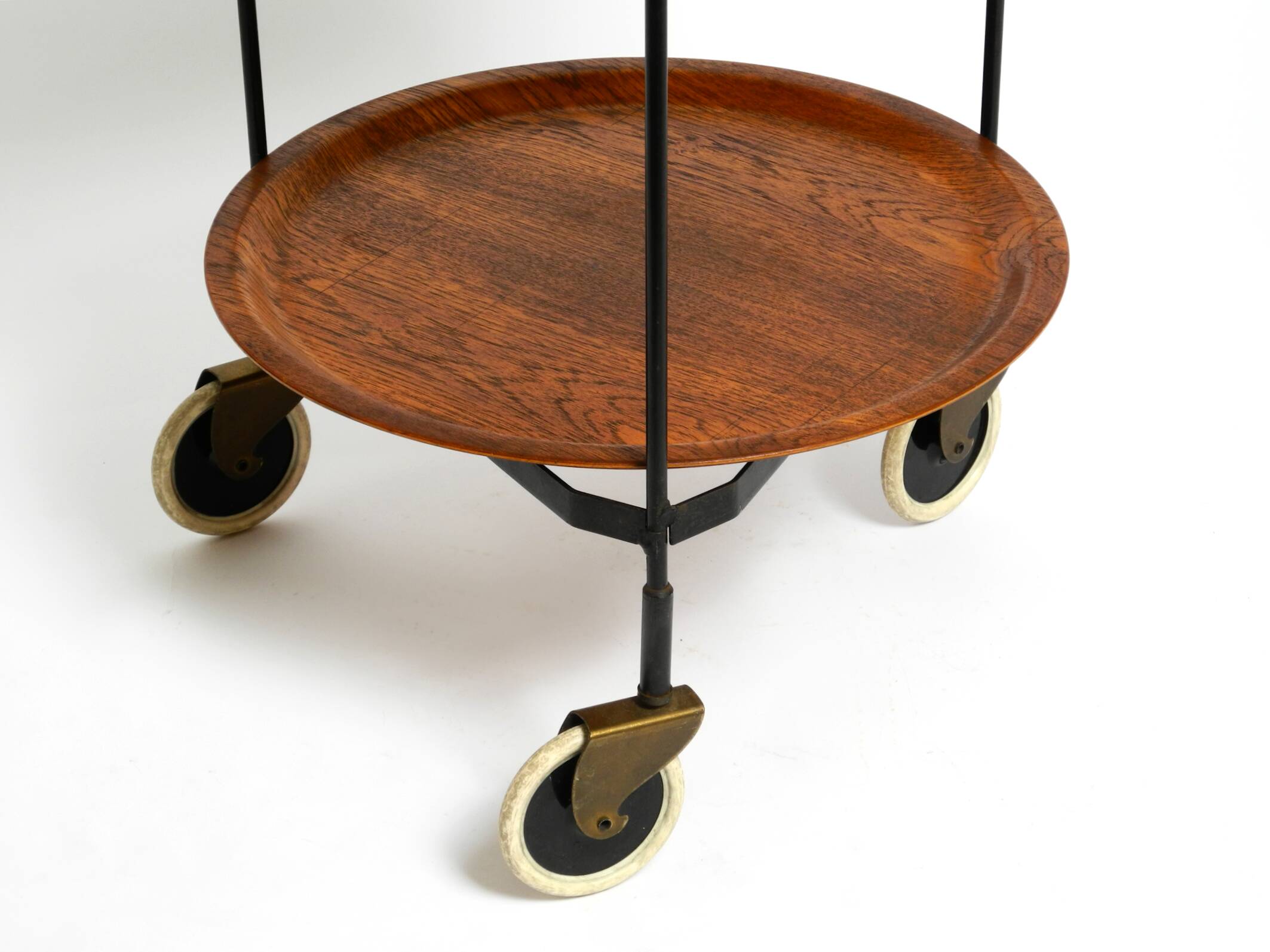 Folding Mid Century serving trolley with removable teak pagwood trays