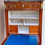 Louis XVI period secretary, in mahogany and Sainte Anne marble, 18th century