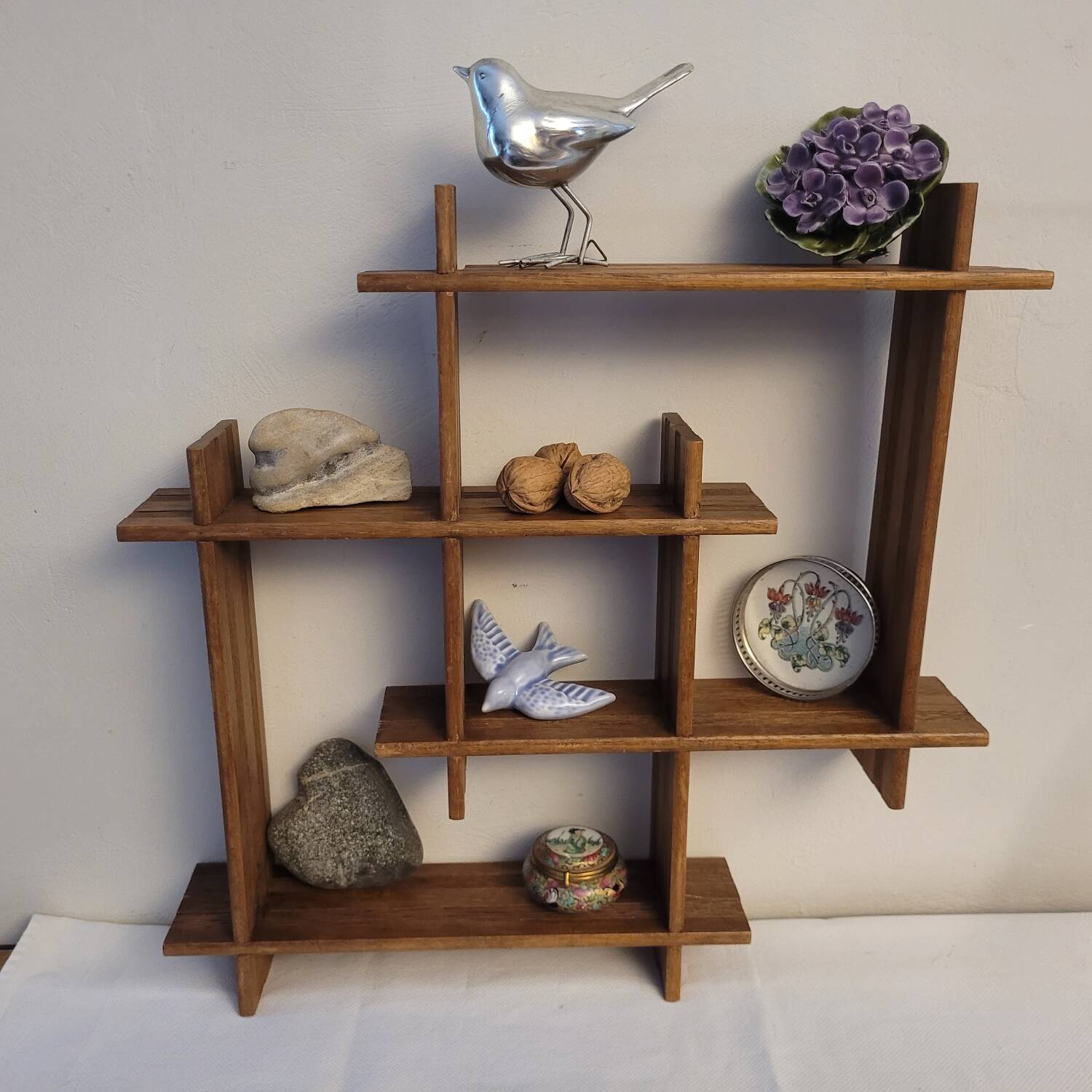 Vintage wooden wall shelf – post-war design (1930s-1940s)