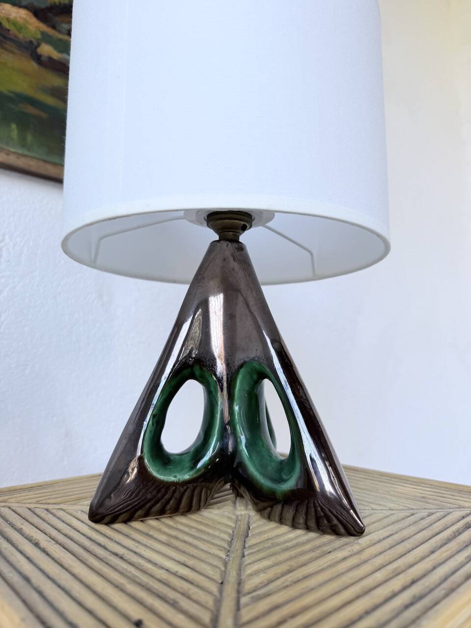 Paire de lampes céramiques forme libre triangle
