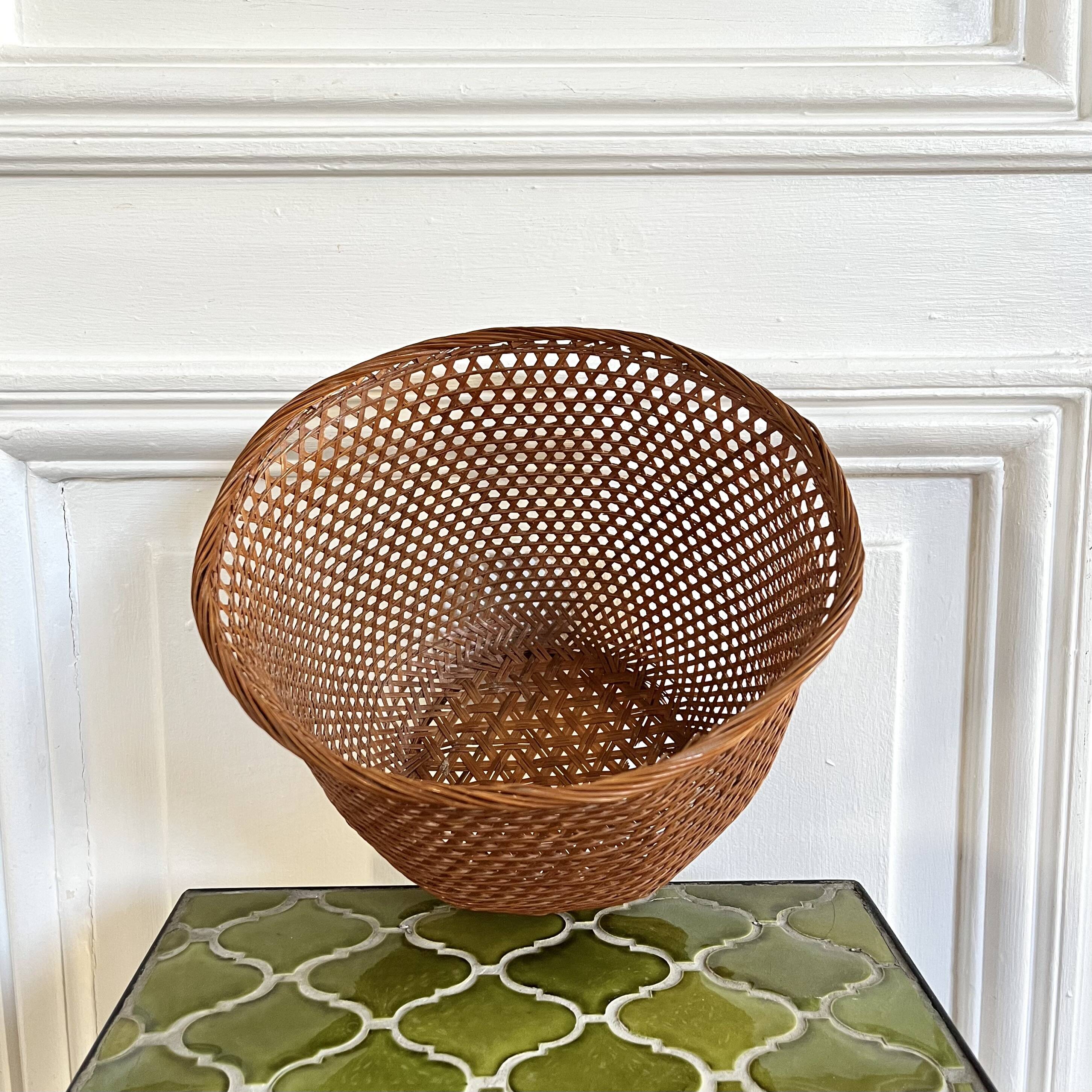Wicker cane basket planter