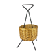 Black metal rattan trash can on 1960