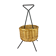 Black metal rattan trash can on 1960