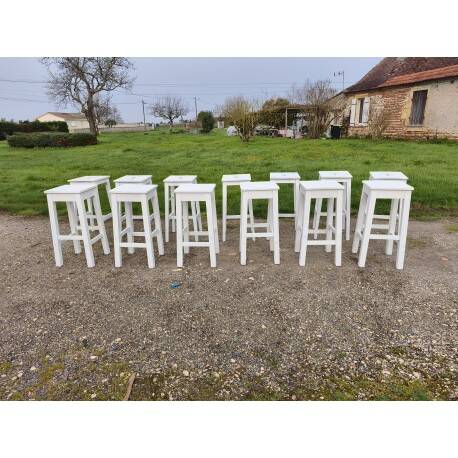 Set of 13 wooden bistro stools