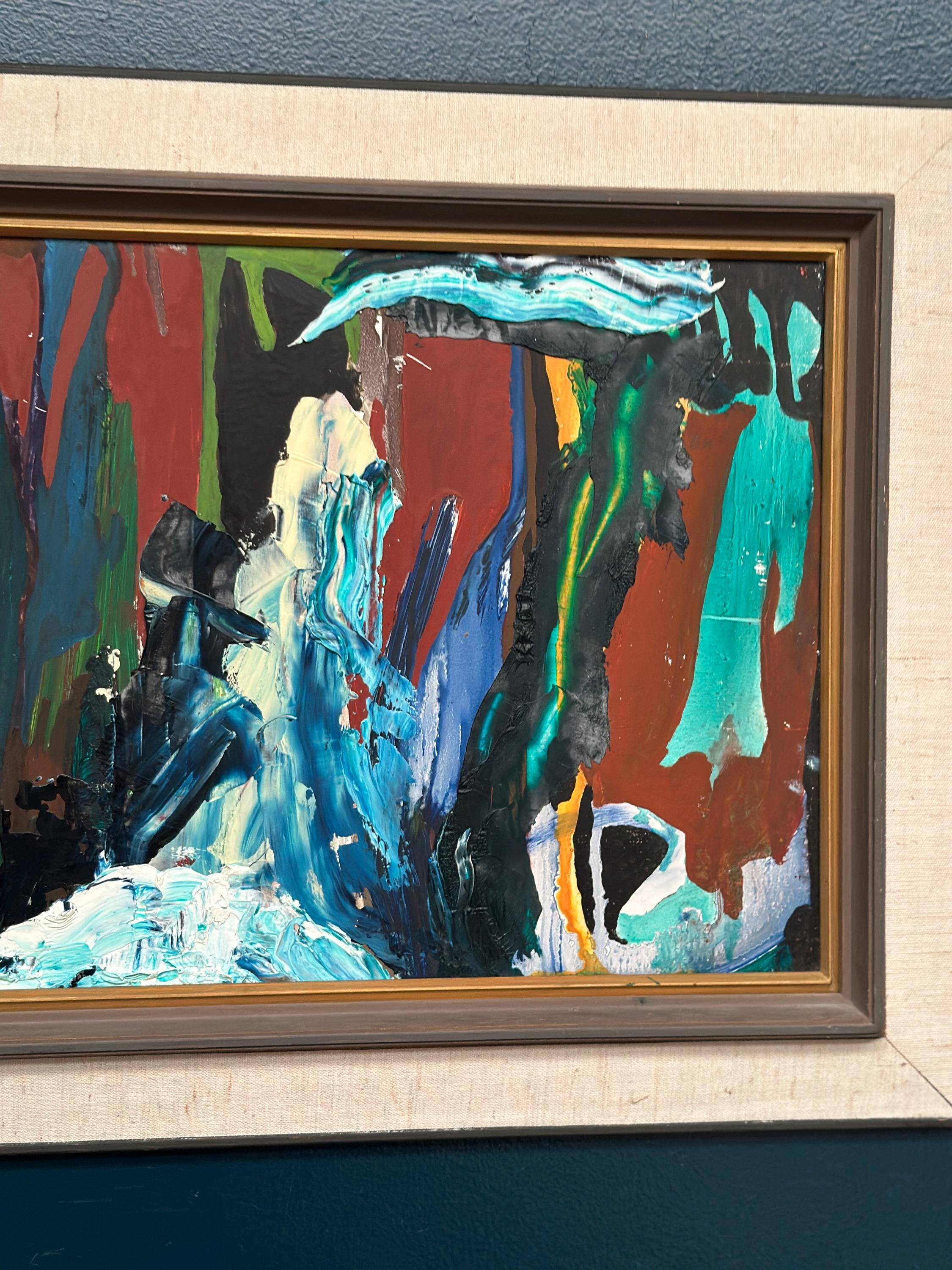 Huile sur panneau d'origine suédoise – “Composition” monogrammée “O”