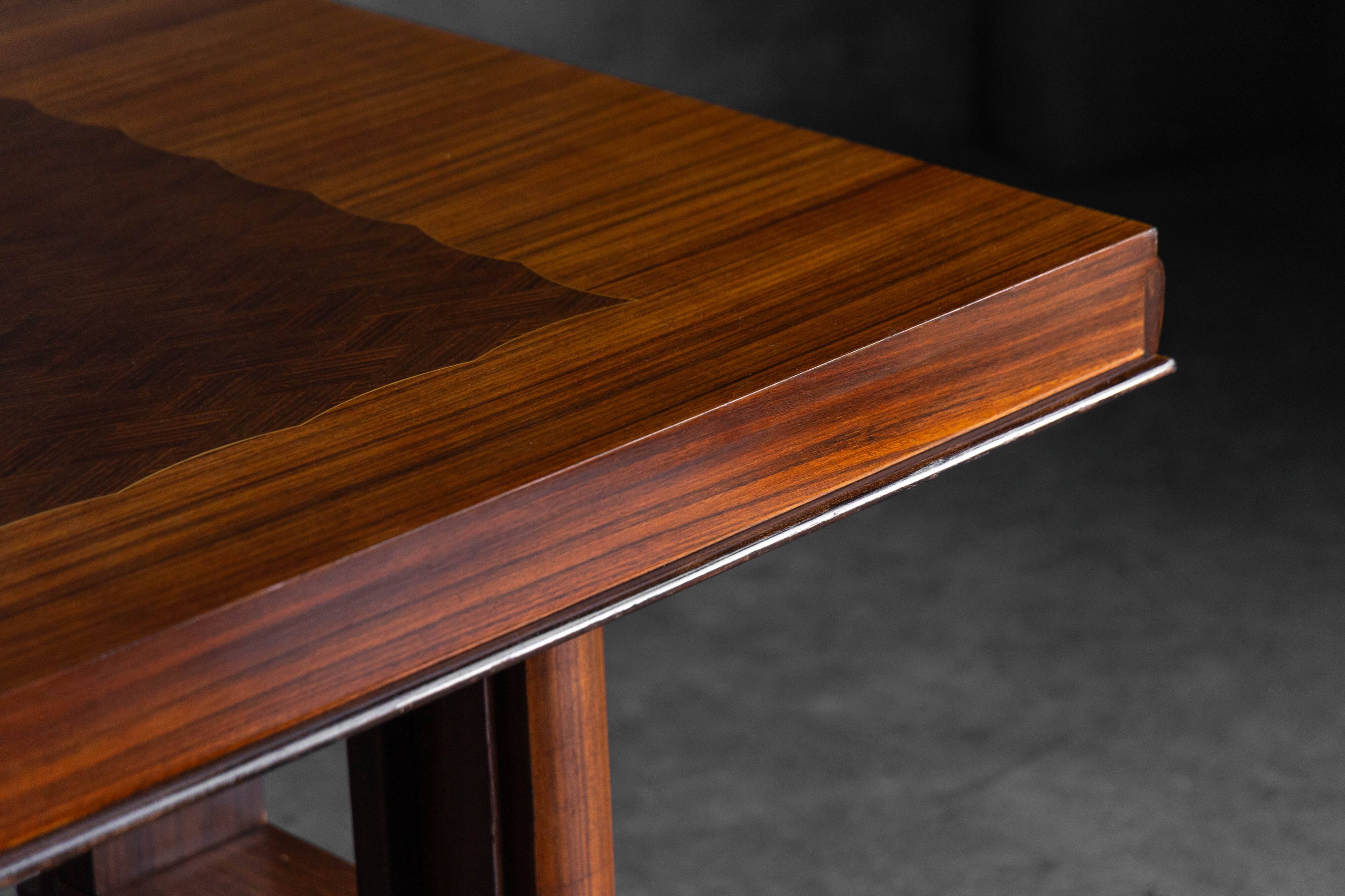 Art Deco parquetry dining table, France, 1930s