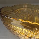 Vintage pressed glass salad bowl amber Belgium - Art Deco style