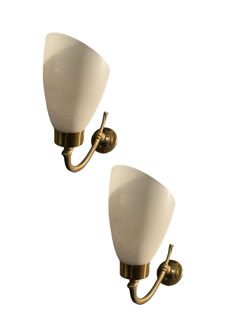 Vintage opaline glass sconces, 1960s