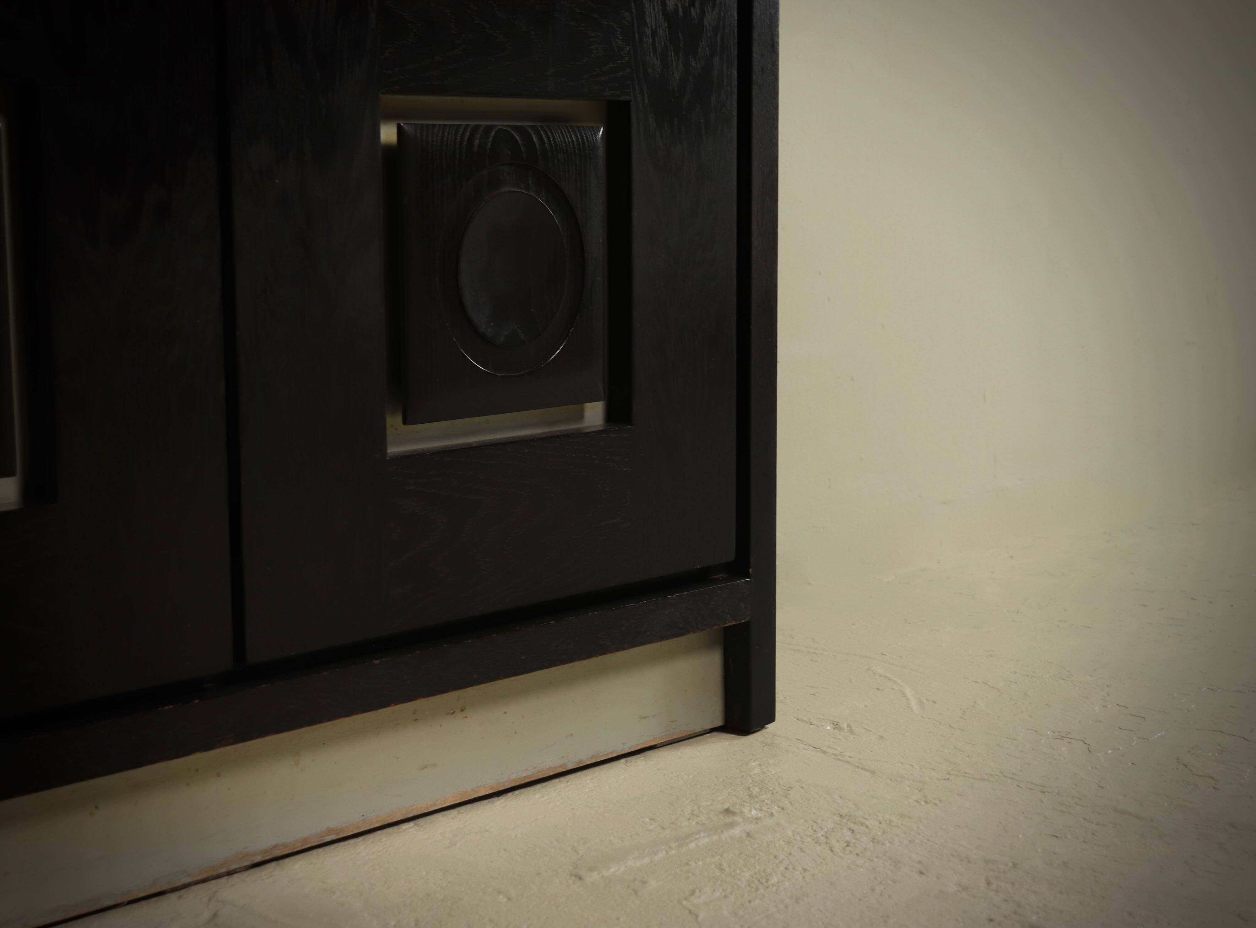 Brutalist Cabinet with Graphic Patterned Doors Belgium 1970s