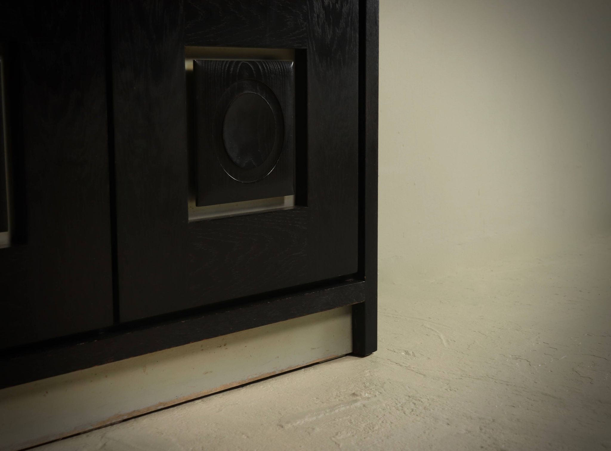 Brutalist Cabinet with Graphic Patterned Doors Belgium 1970s