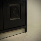 Brutalist Cabinet with Graphic Patterned Doors Belgium 1970s