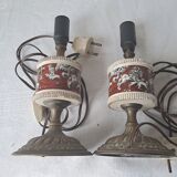 Pair of vintage brass/ceramic lamps
