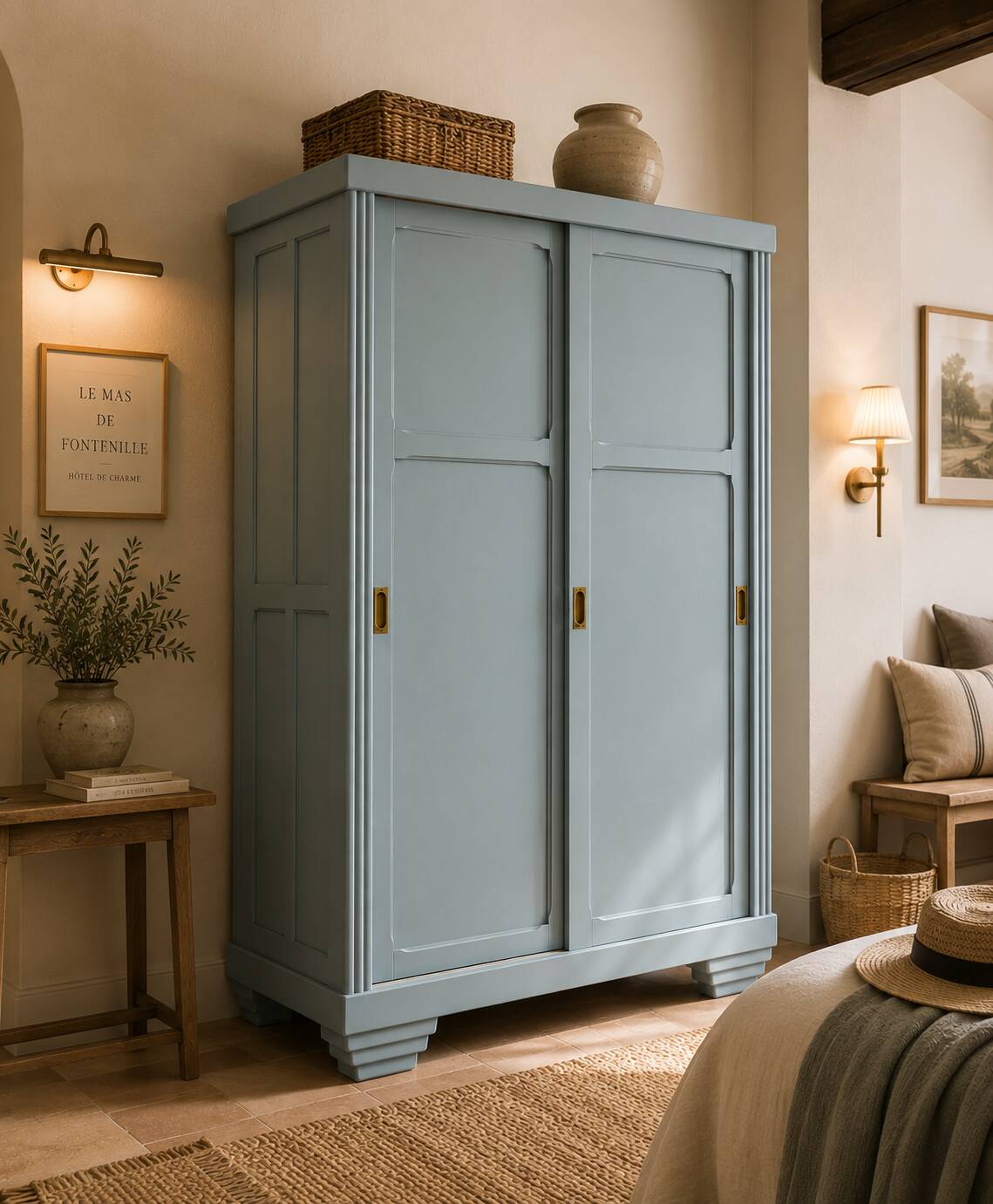 Parisian Art Deco wardrobe with sliding doors.