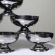 6 vintage bistro-style stainless steel dessert bowls on feet