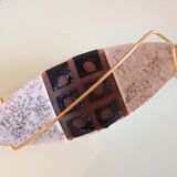 Empty pocket in gray and brown ceramic and golden handle / vintage 60s-70s