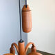 ‘Candela’ chandelier/pendant light by F. G. Schmidt for Domus, teak with 5 globe bulbs, 1960s