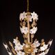 Large Size Vintage Murano Glass Chandelier White Flowers, 1970