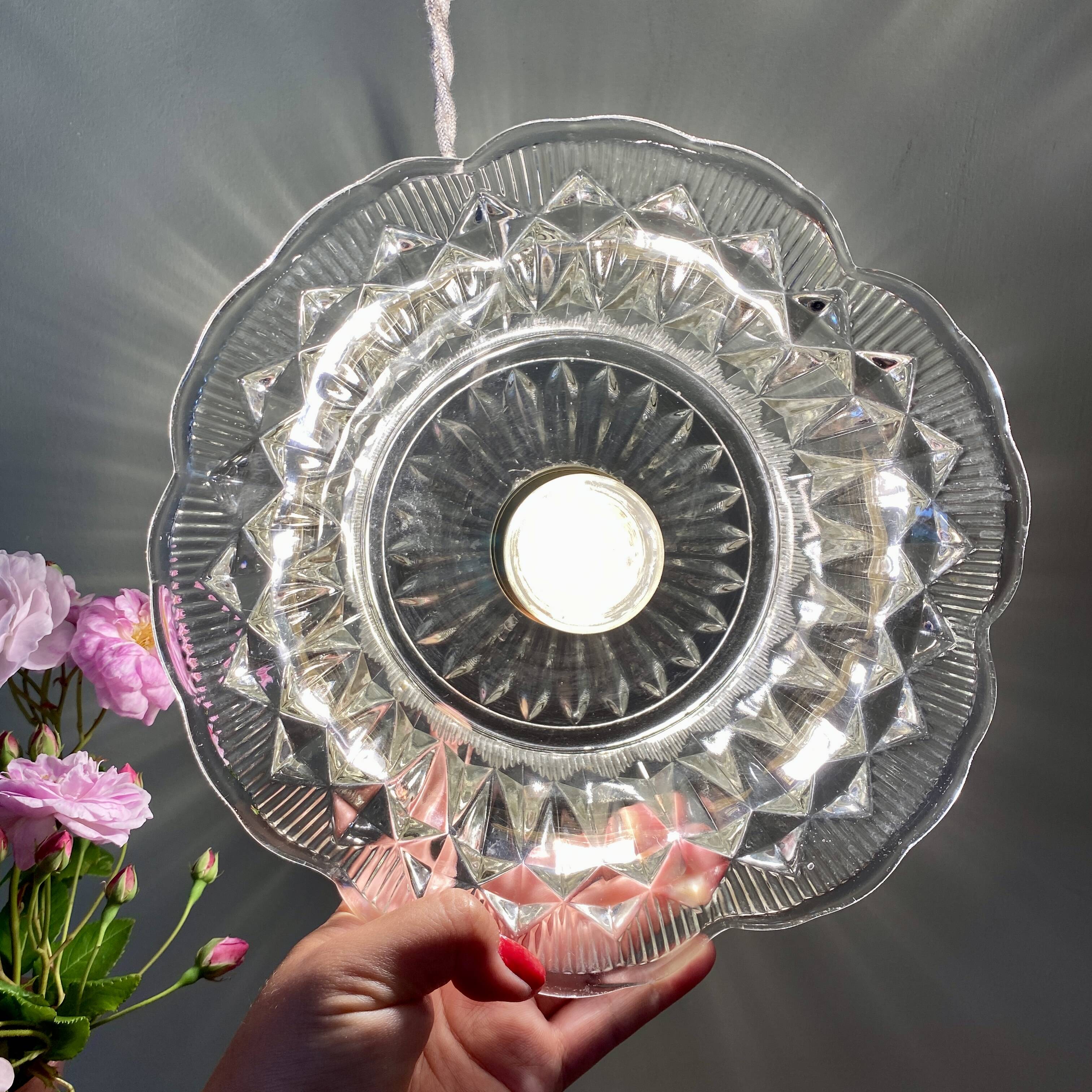 Vintage molded glass lampshade pendant light - tableware collection -