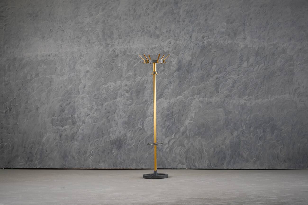 Vintage brass & metal coat stand by Jacques Adnet, France 1950s