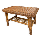 Table basse rectangulaire en bambou rotin et osier 85x45cm