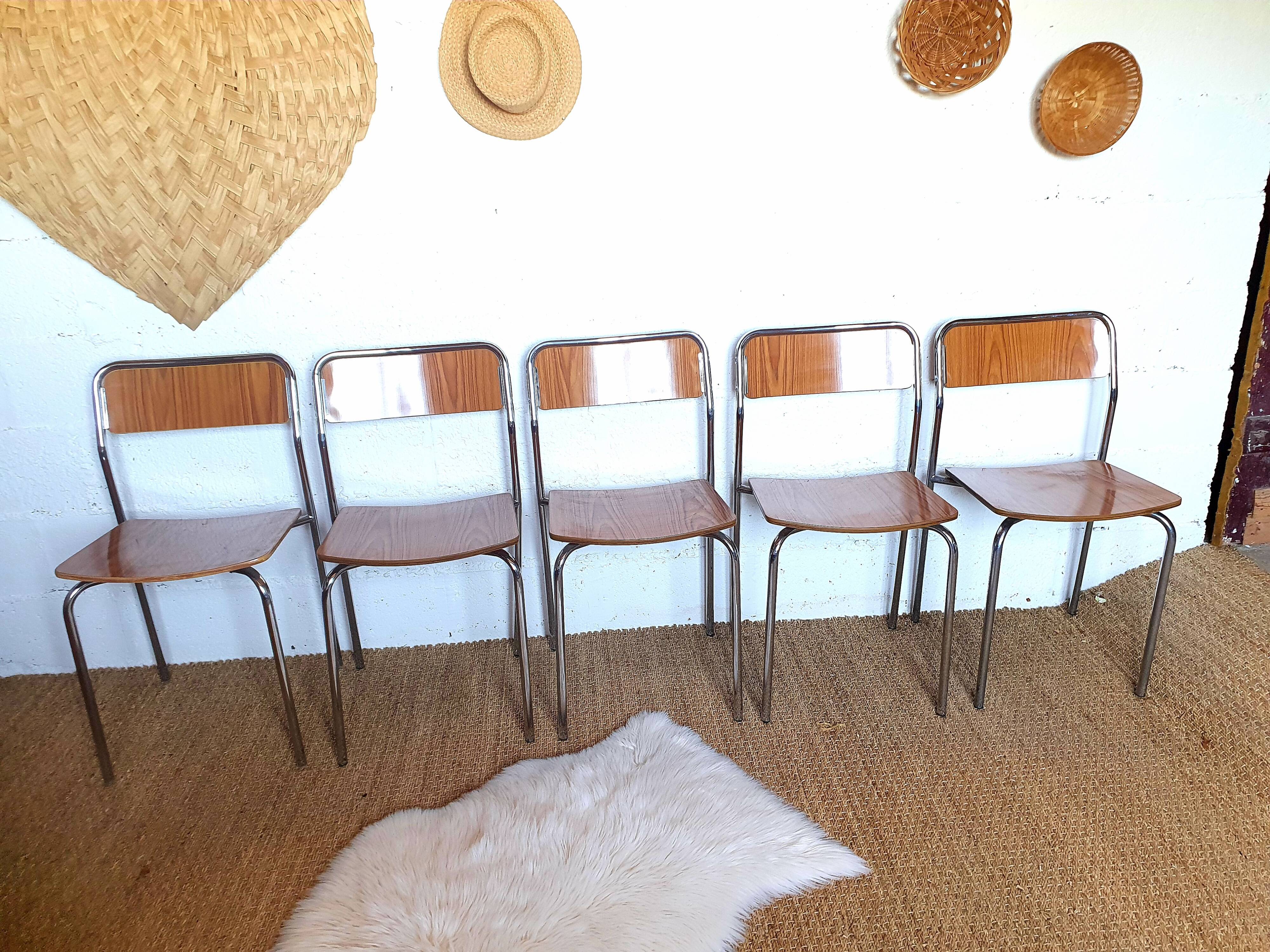 5 Marbled brown formica chairs