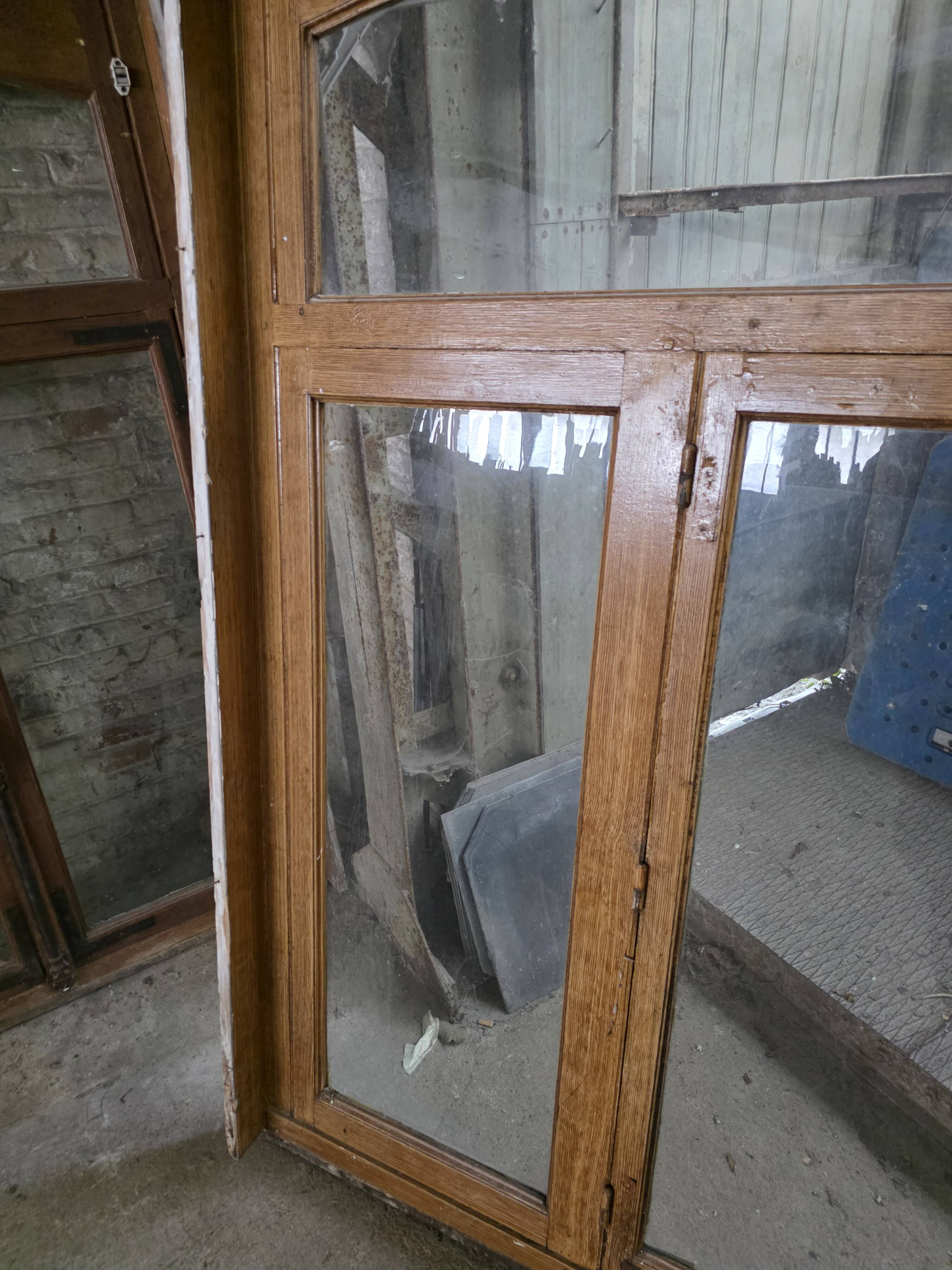4 old solid oak windows from the early 20th century