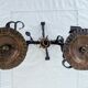 Brutalist Antique Wrought Iron Chandelier Floral Naturalist Candle Holder