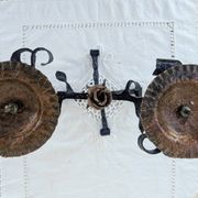 Brutalist Antique Wrought Iron Chandelier Floral Naturalist Candle Holder