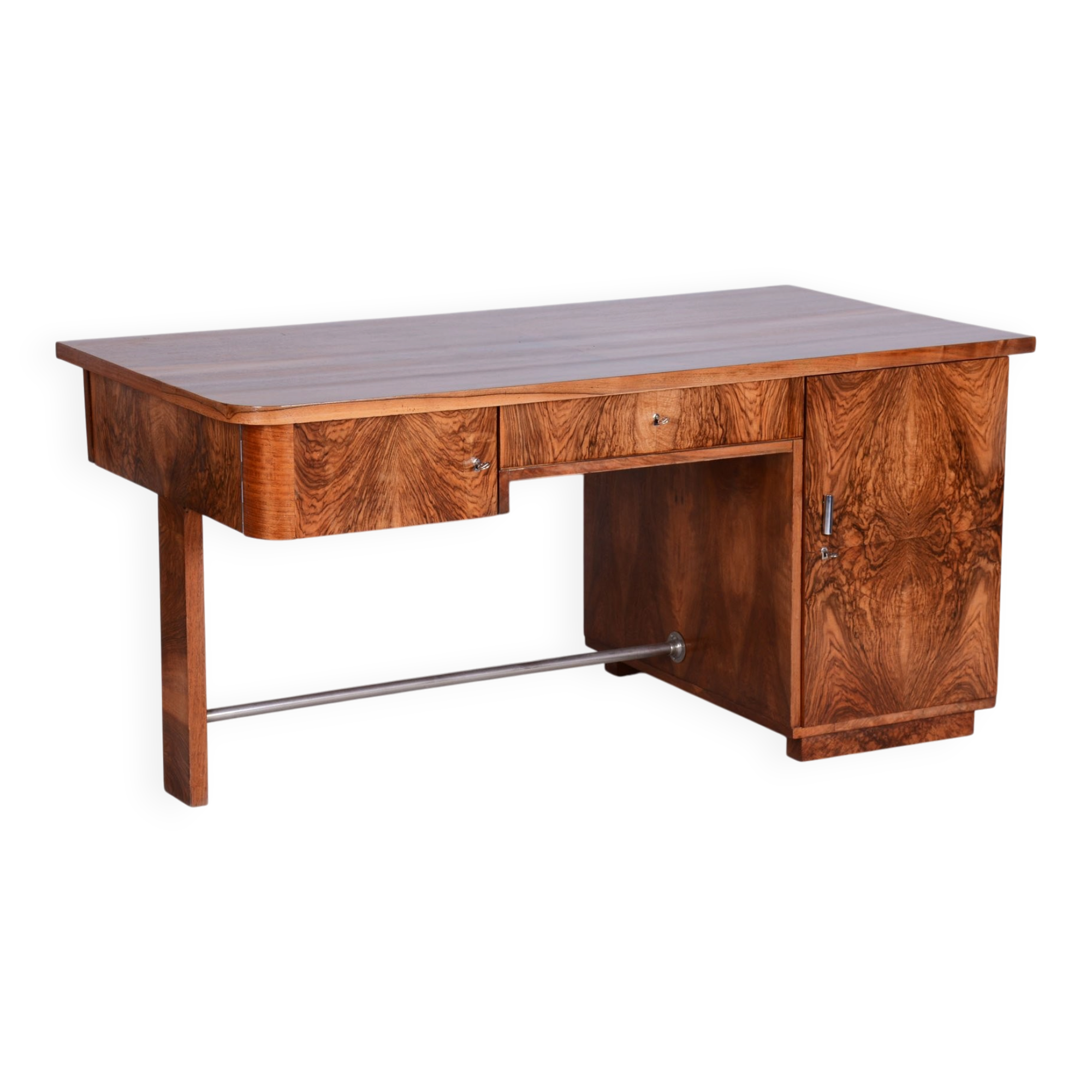 Art Deco Walnut Writing Desk from Up Závody, Czech, 1930s