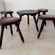Ensemble de 5 tabourets et une table tripode brutaliste espagnol années 60