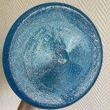 Blue glass vase with encrusted bubbles