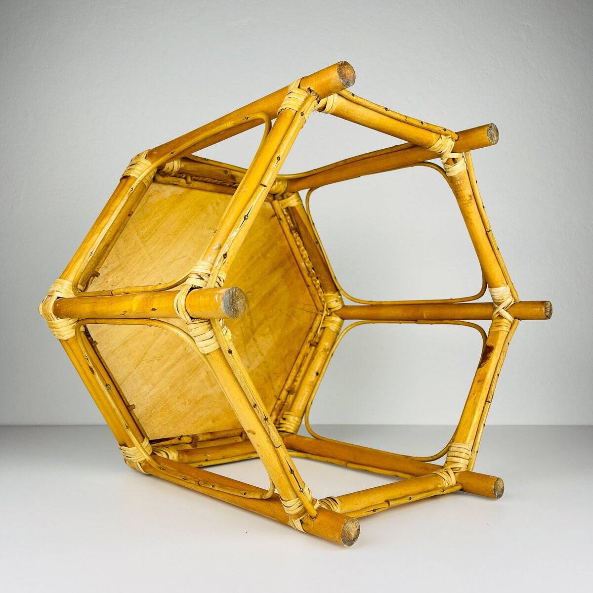 Vintage Italian rattan coffee table, 1960s.