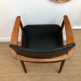 Teak and black vinyl chair 1960s