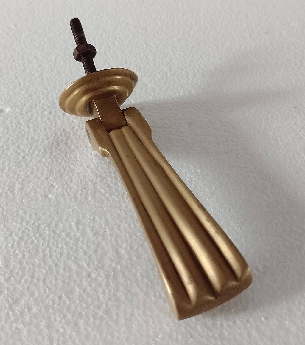 Antique Edwardian Fluted Brass Front Door Knocker | Old Vintage Door Knocke