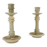 Pair of alabaster candlesticks, 20th century