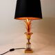 Lampe de table Hollywood Regency feuille d'ananas en laiton doré et verre, France, années 1970