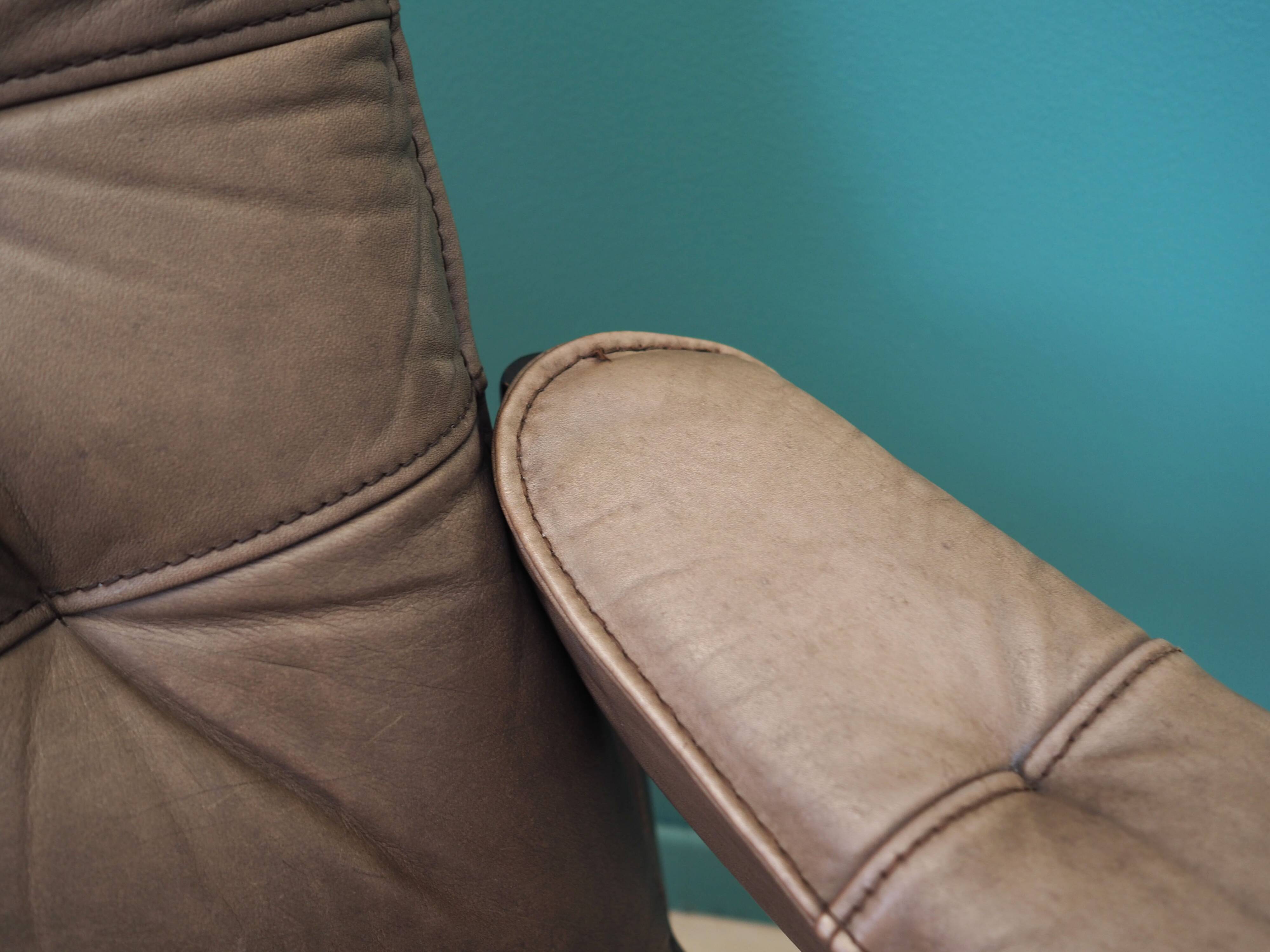 Leather armchair, Danish design, 1960s, manufactured by Genega Møbler